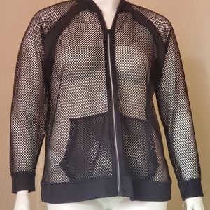 DKNY sport black mesh zip up hoodie